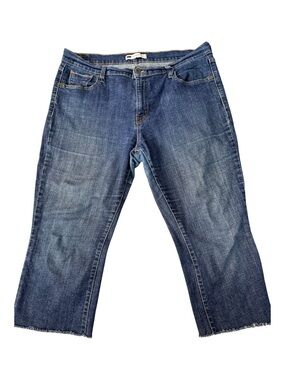 Levis cropped plus size Denim Jeans raw hem wide leg boot cut western casual 33